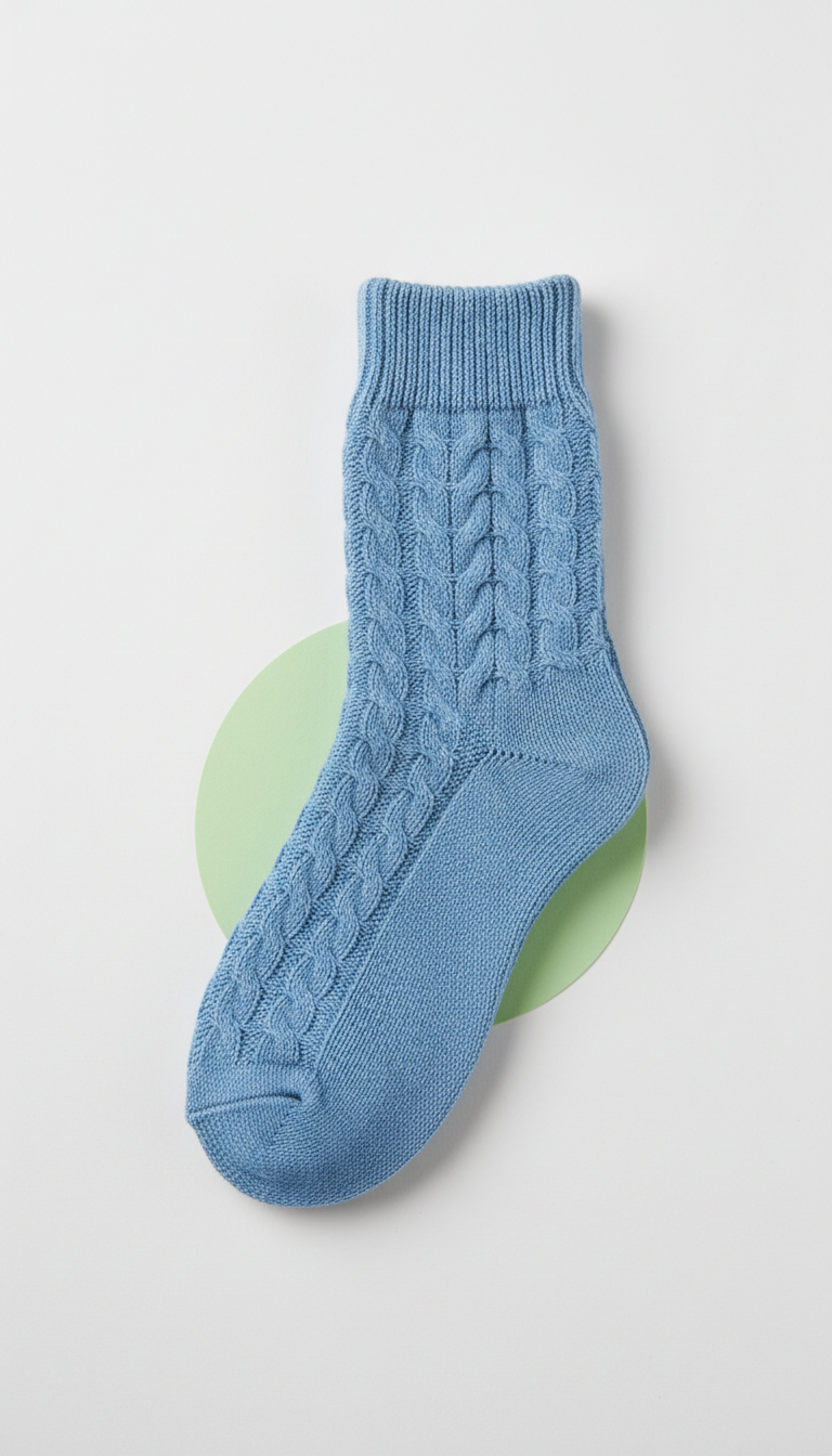 Serenity Blue Cotton Knit Socks