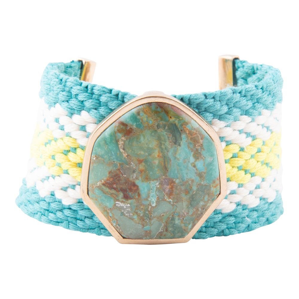 Blue Turquoise woven bracelet by Barse Jewelry featuring intricate textile blues and handcrafted woven design.