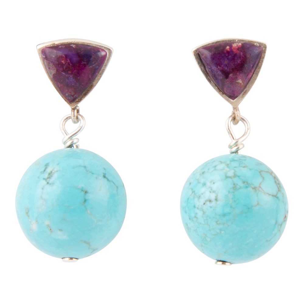 Barse Jewelry Prescott purple turquoise sterling silver drop earrings featuring vibrant stones and elegant dangle design.