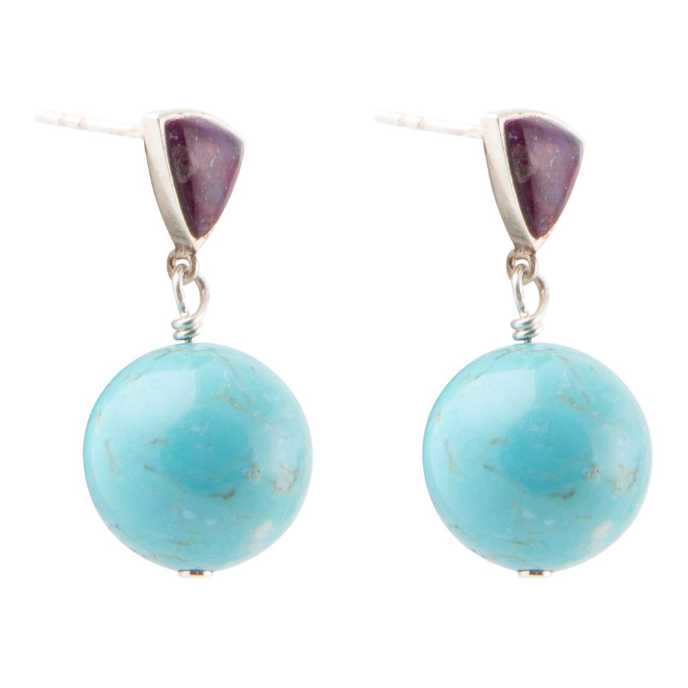 Sterling silver drop earrings by Barse Jewelry featuring purple turquoise gemstones and elegant, handcrafted design.