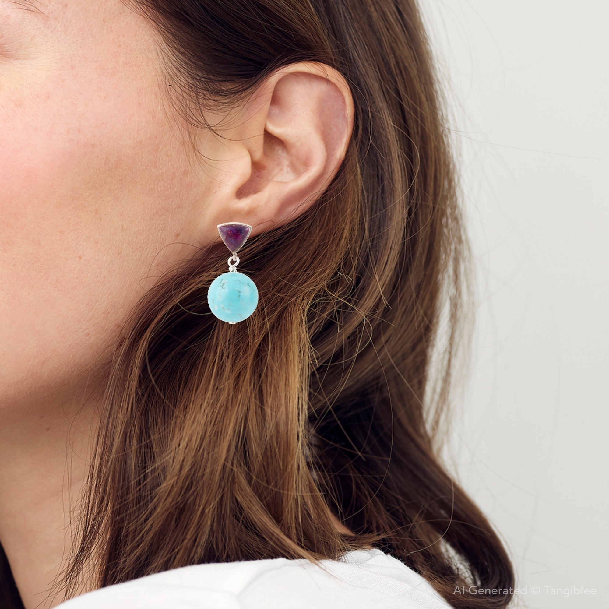 Barse Jewelry Prescott purple turquoise sterling silver drop earrings with intricate design and vibrant gemstone accents.