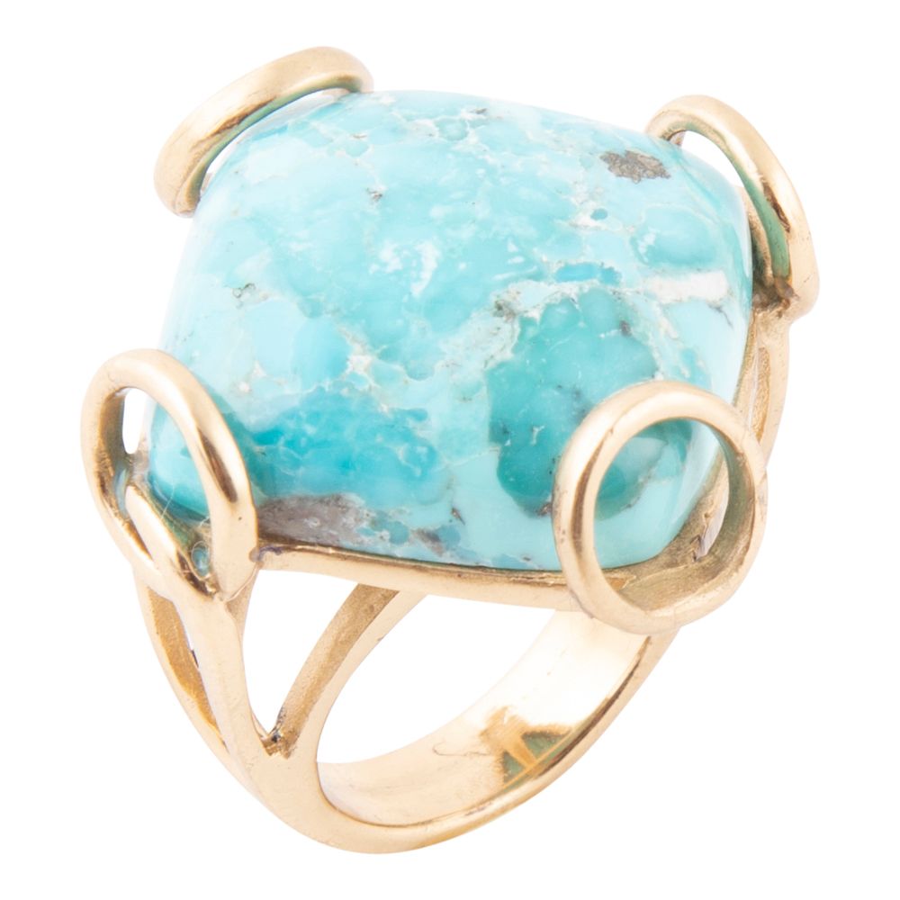 Blue turquoise rhombus statement ring by Barse Jewelry featuring bold geometric design and vibrant gemstone details.