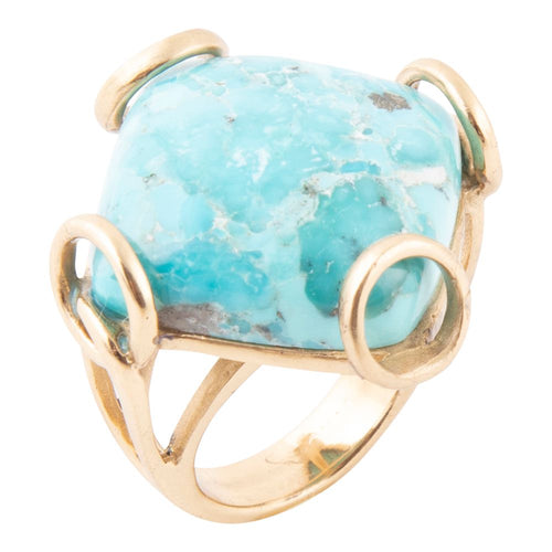 Blue turquoise rhombus statement ring by Barse Jewelry featuring bold geometric design and vibrant gemstone details.