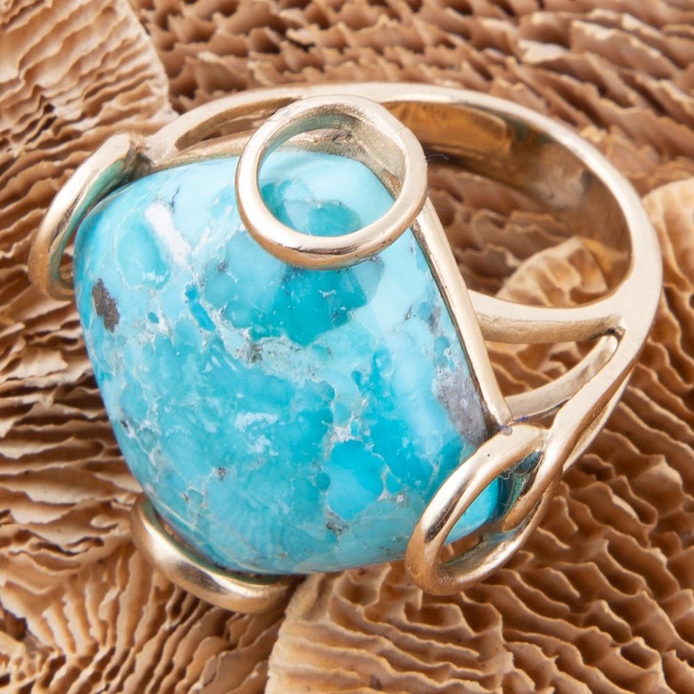 Blue turquoise rhombus statement ring by Barse Jewelry with bold geometric design and vibrant gemstone accents.