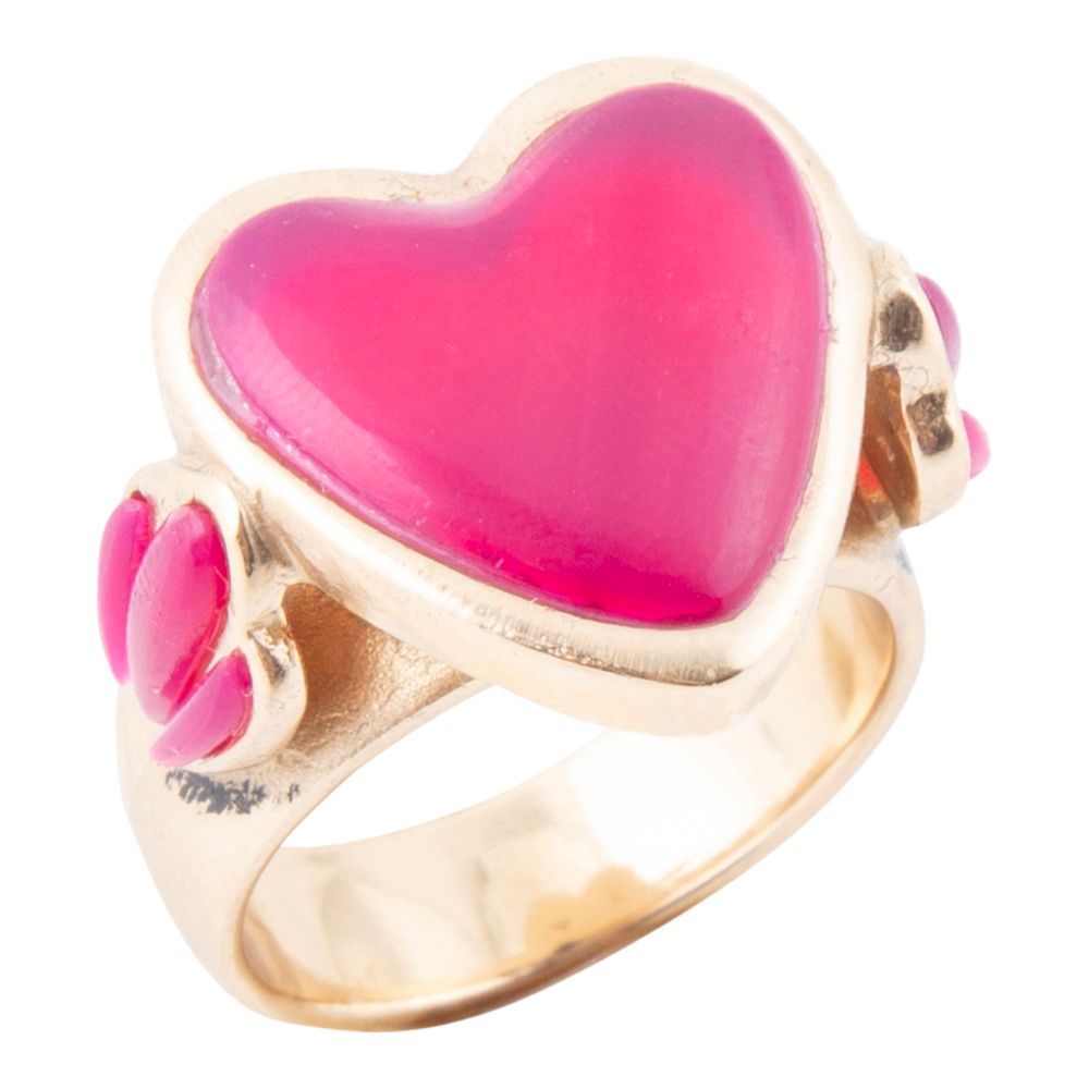 Pink Agate Heart Statement Ring – Boho Gemstone Ring in Gold