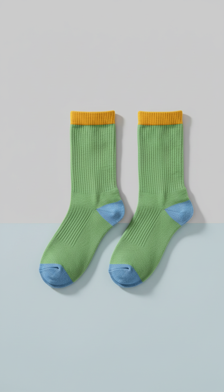 Fresh Green Color-Block Crew Socks