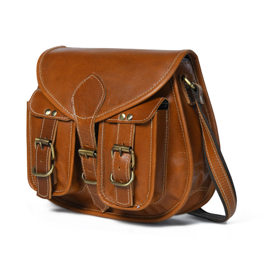 Classy Leather Bags women's 2-pocket leather crossbody sling bag with adjustable strap and sleek, stylish design.