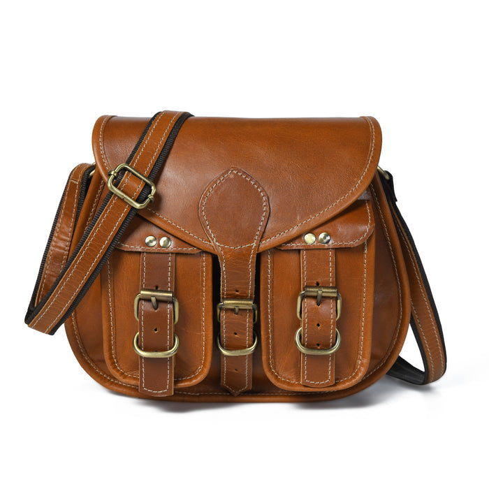 Classy Leather Bags women's leather crossbody sling with two spacious pockets, adjustable strap, sleek design for everyday use.