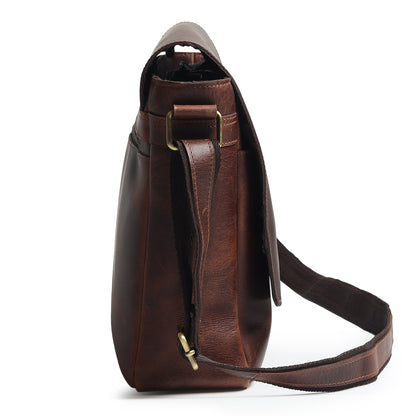 Genuine Sitka leather messenger bag from Classy Leather Bags, featuring a sleek design and durable leather construction for laptops.