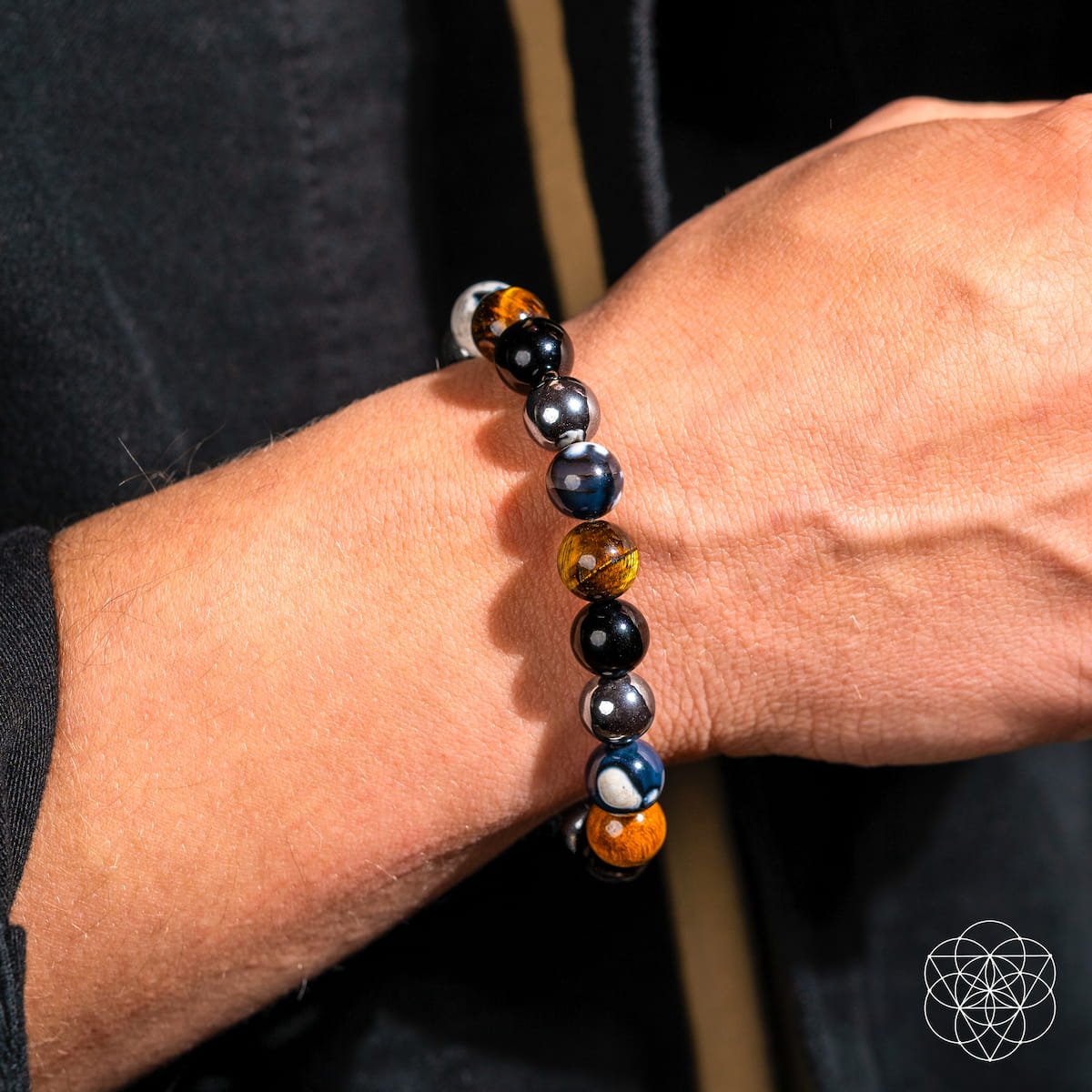 Conscious Items Orca’s Armor bracelet featuring triple protection and healing properties, made with natural beads and adjustable fit.