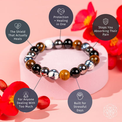 Orca’s Armor Triple Protection and Healing bracelet by Conscious Items featuring beads and charms for spiritual wellness.