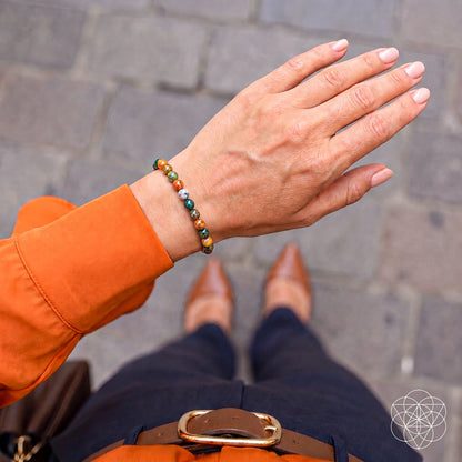 Conscious Items Quiet My Mind Ocean Jasper bracelet with 6mm beads, showcasing smooth, polished ocean-colored gemstone bracelet.
