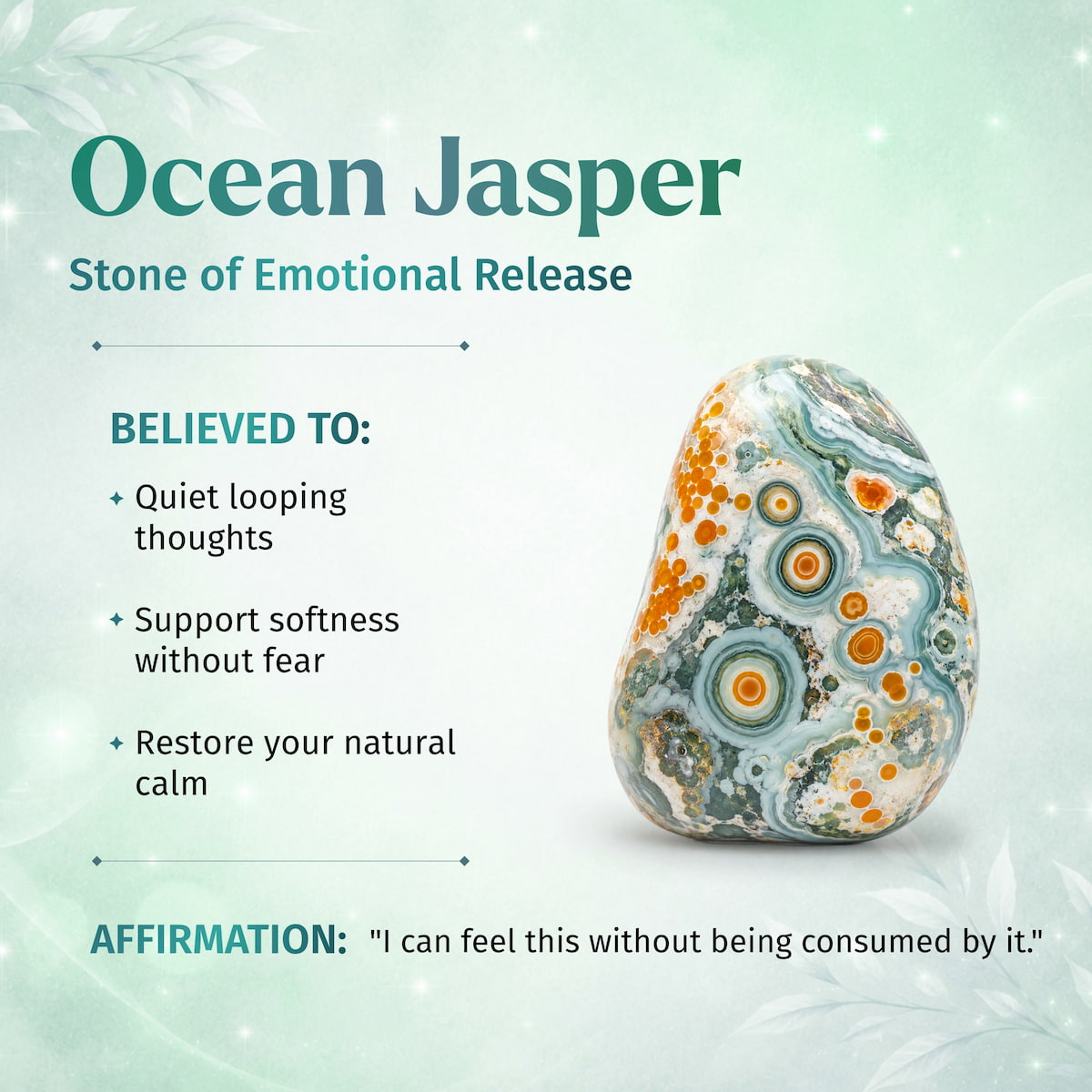 Quiet My Mind Ocean Jasper bracelet with 6mm beads from Conscious Items, featuring smooth, polished ocean jasper stones.