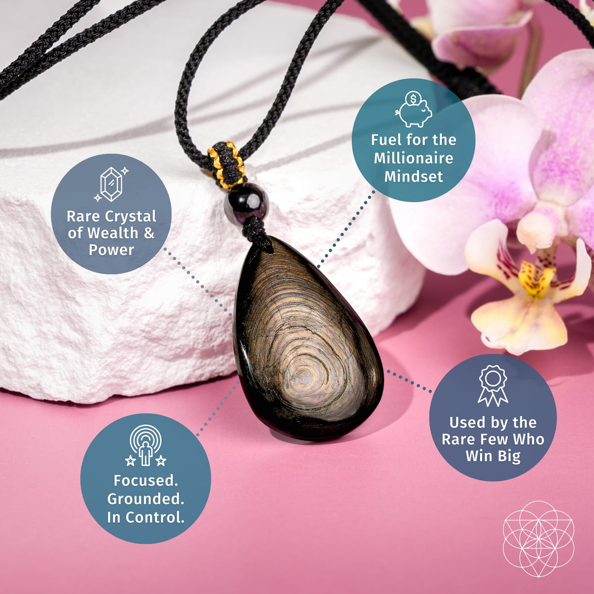 Hypersthene Millionaire Manifestation Pendant necklace by Conscious Items featuring a polished Hypersthene stone on a delicate chain.