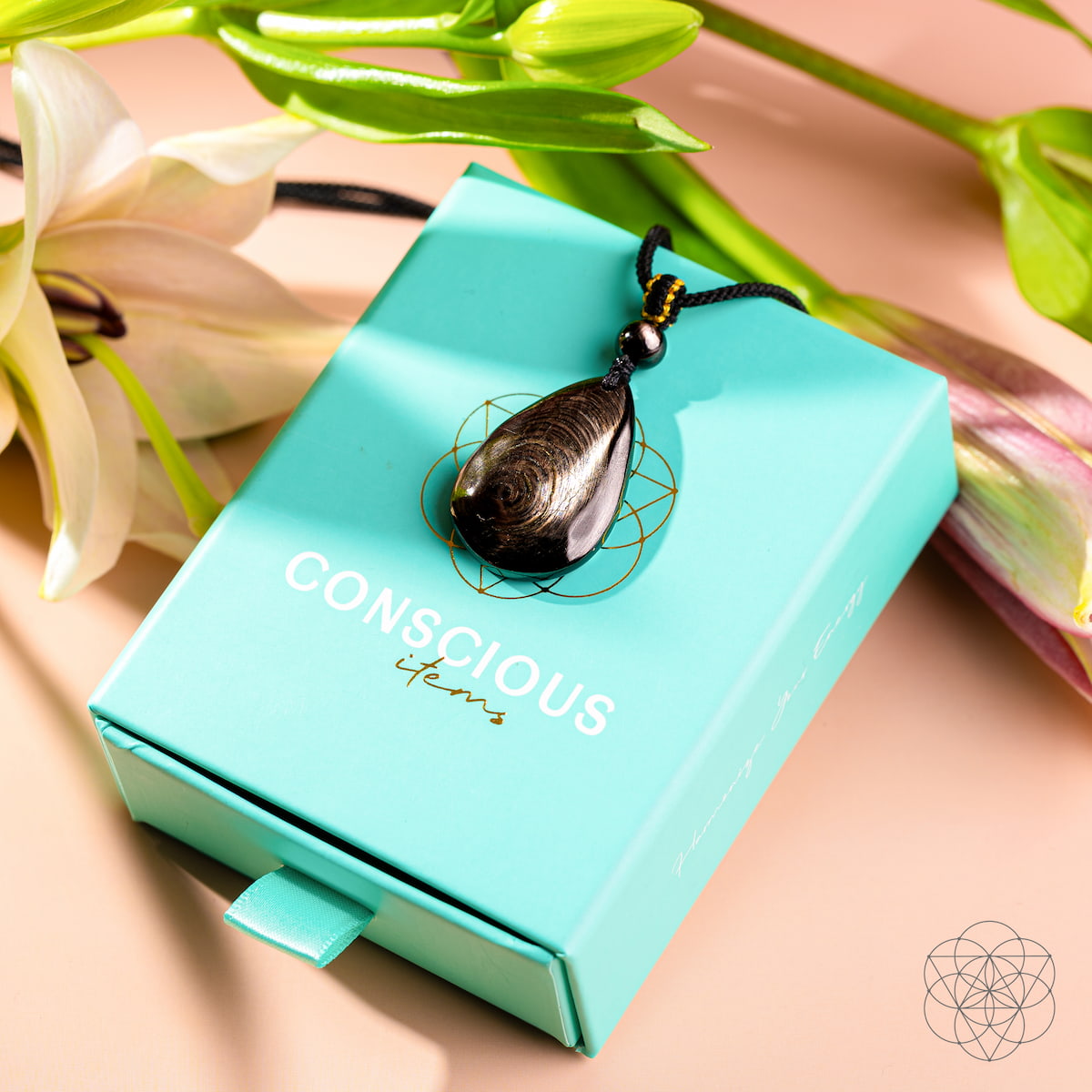 Hypersthene Millionaire Manifestation Necklace by Conscious Items featuring a sleek pendant on a delicate chain.
